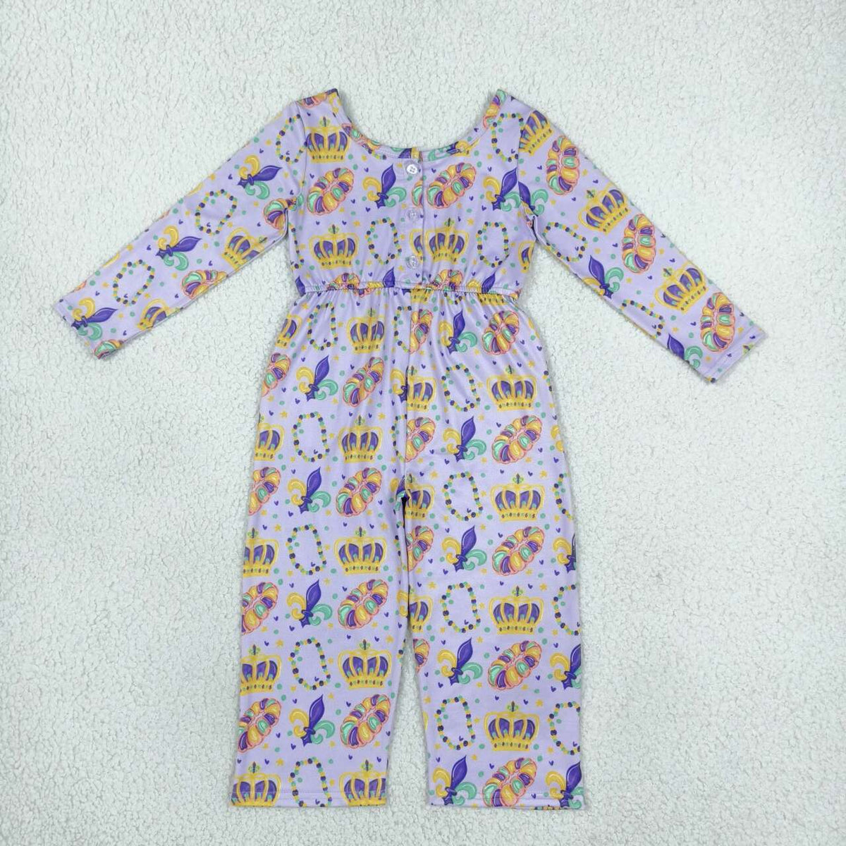 LR3339 Donut Anchor Print Girls Mardi Gras Straight Jumpsuits