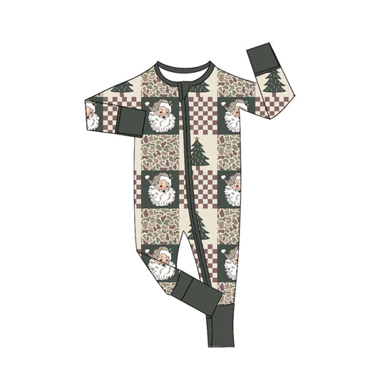 9.11 Preorder LR3346 Baby Boys Christmas Santa Tree Patch Zipper Romper