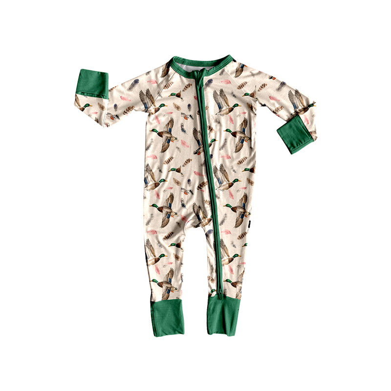9.17 LR3357 Preorder Baby Boys Mallard Duck Long Sleeve Zipper Romper