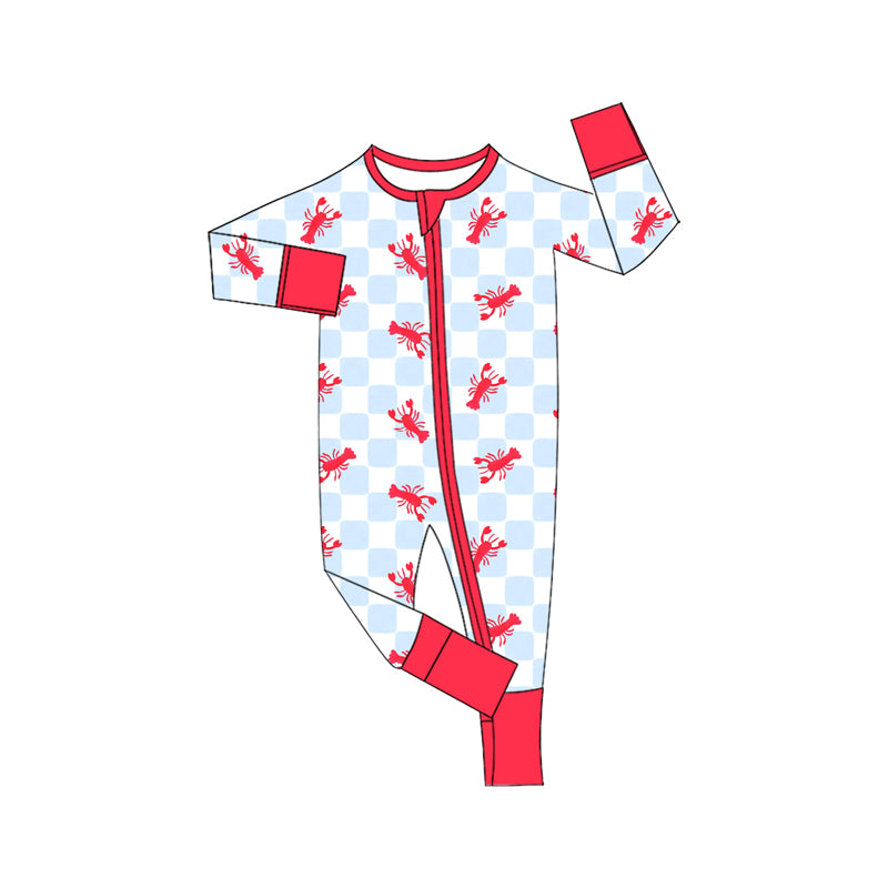 9.18 LR3358 Preorder Baby Boys Crawfish Long Sleeve Zipper Romper
