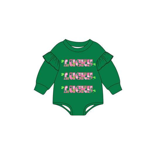 LR3360 Preorder St Patrick's Day Baby Girls Lucky Bubble Romper