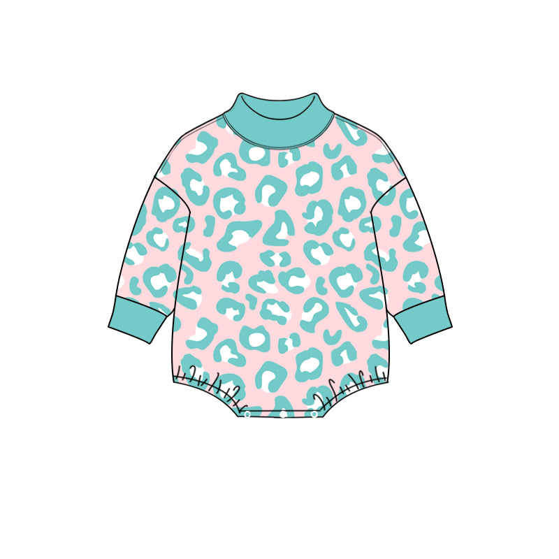 10.12 LR3389 Preorder Blue Leopard Long Sleeve Romper