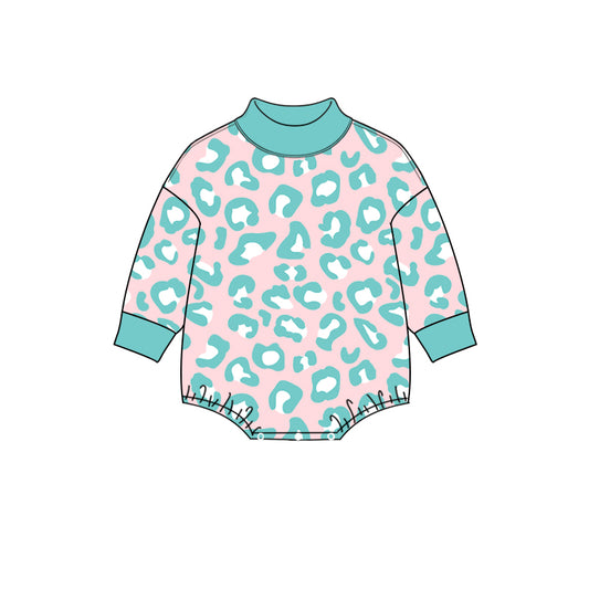 10.12 LR3389 Preorder Blue Leopard Long Sleeve Romper