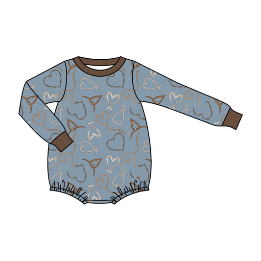 10.17 Preorder LR3400 Baby Boys Western Heart Long Sleeve Romper