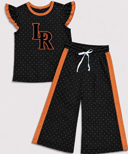 (Custom Design Preorder MOQ 5) Teams LaFayette Ramblers Top Dots Straight Pants Girls Clothes Set