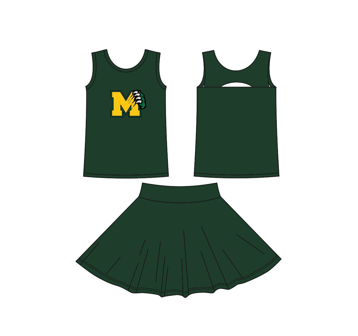 (Custom Design Preorder MOQ 5) Teams Moody BearCats Tank Top Skort Girls Summer Yoga Clothes Set