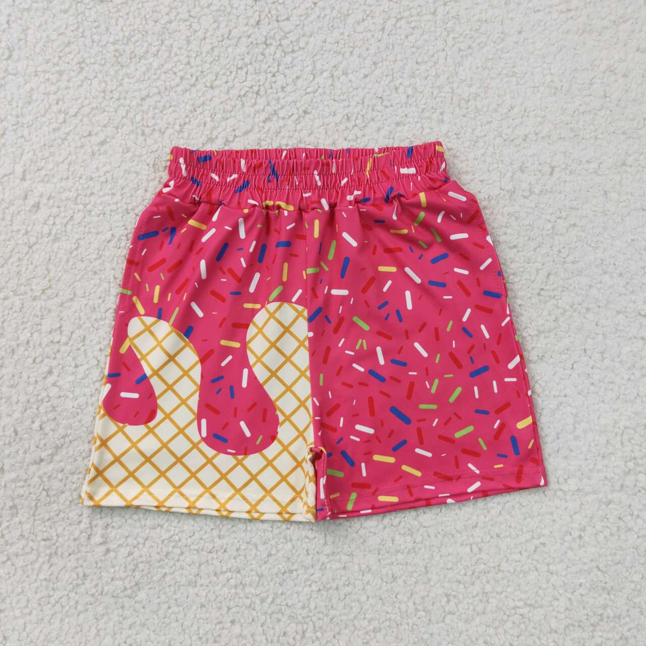 Kids Girls Hot Pink Ice Cream Drop Sprinkles Shorts