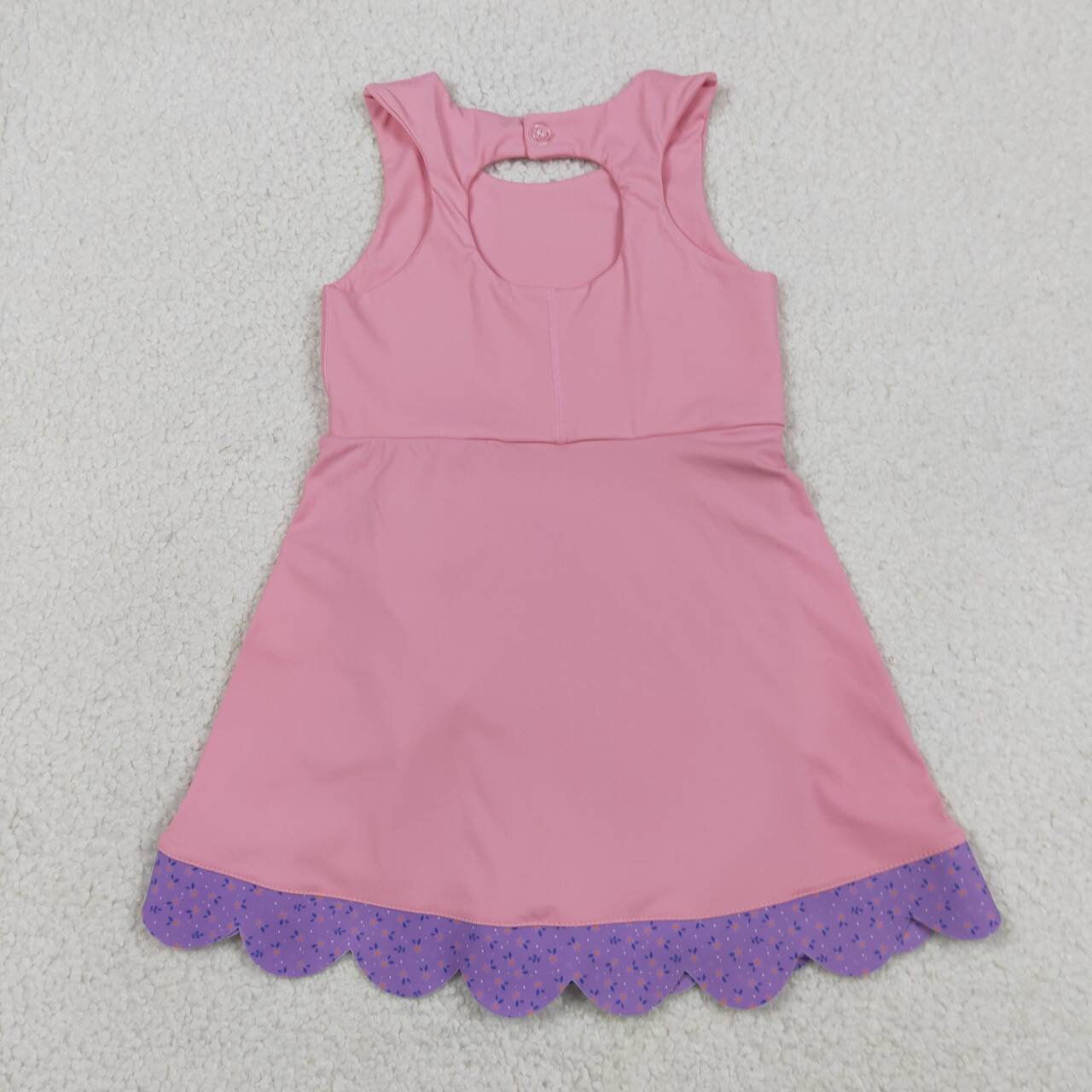 Toddler Purple Flowers Girls Pink Sleeveless Active With Purple Bow