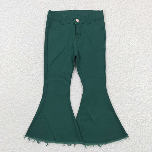 P0073  Green Denim Bell Bottom Jeans Girls Christmas Pants