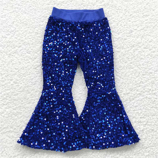 P0077 Blue Baby Girls Sequins Bell Pants