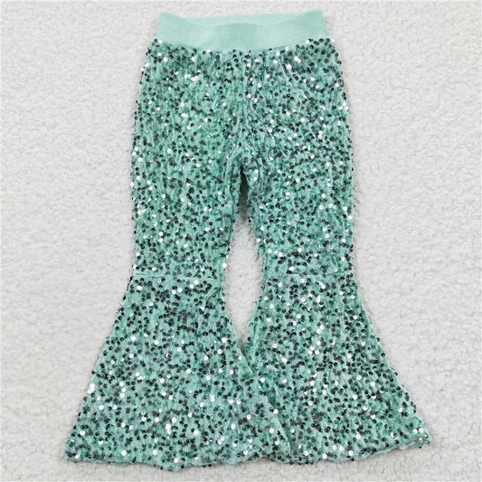 P0109 Light Green Baby Girls Sequins Bell Pants