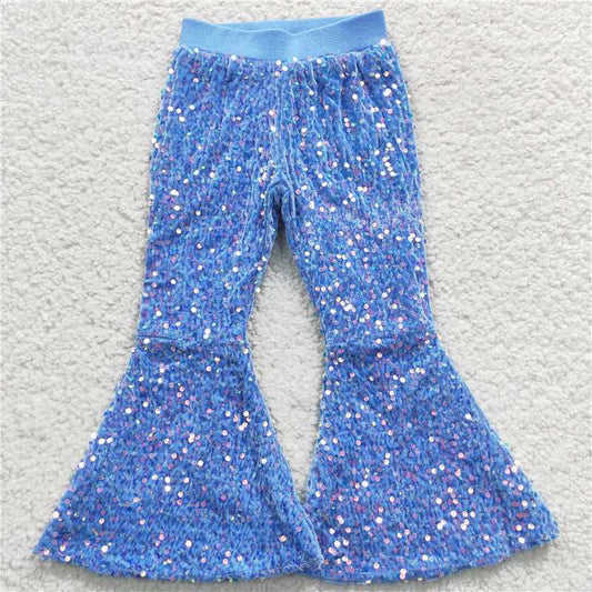 P0111 Sky Blue Baby Girls Sequins Bell Pants