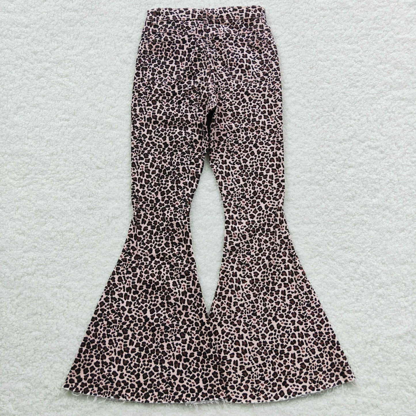 Adult Leopard Denim Bell Bottom Jeans Woman Pants   P0117
