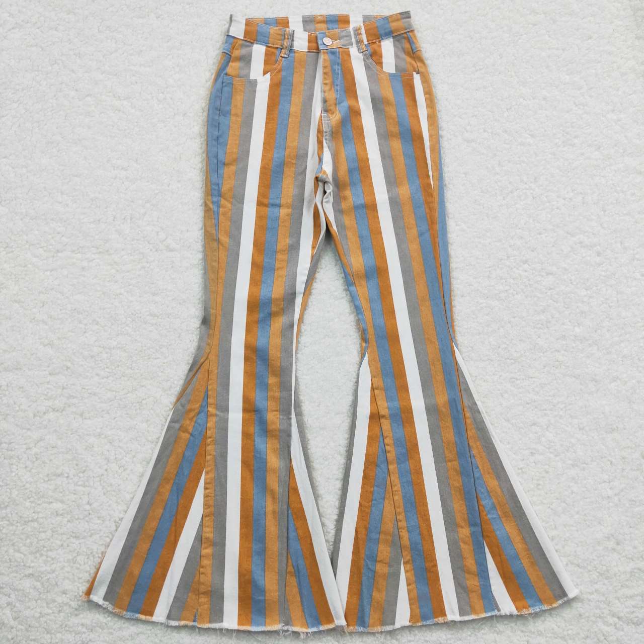 Adult Stripes Denim Bell Bottom Jeans Woman Pants   P0153