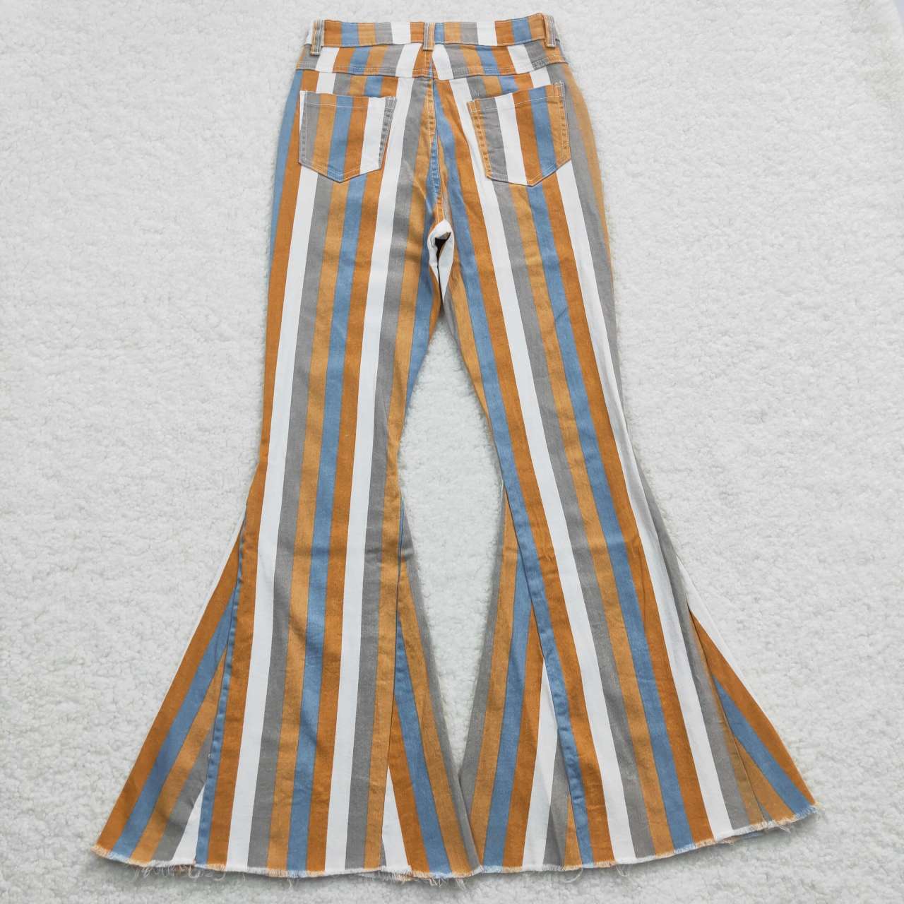 Adult Stripes Denim Bell Bottom Jeans Woman Pants   P0153