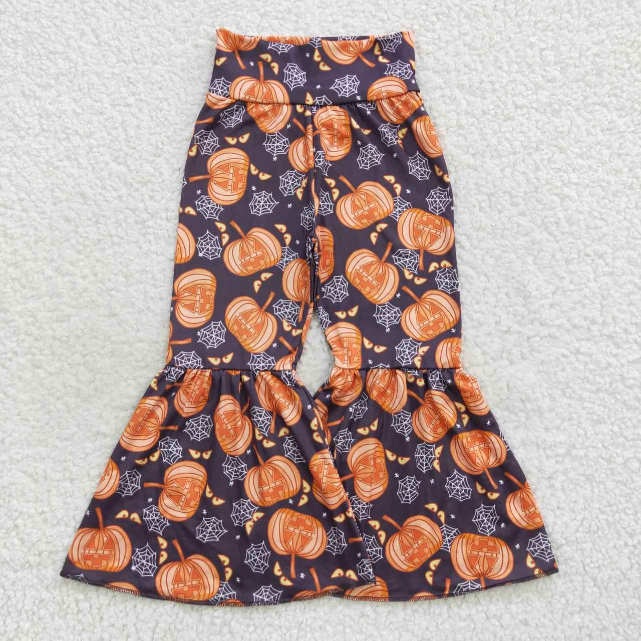 P0231 Pumpkin Web Baby Girls Halloween Bell Bottom Pants