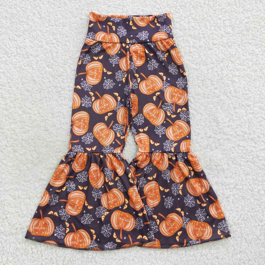 P0231 Pumpkin Web Baby Girls Halloween Bell Bottom Pants