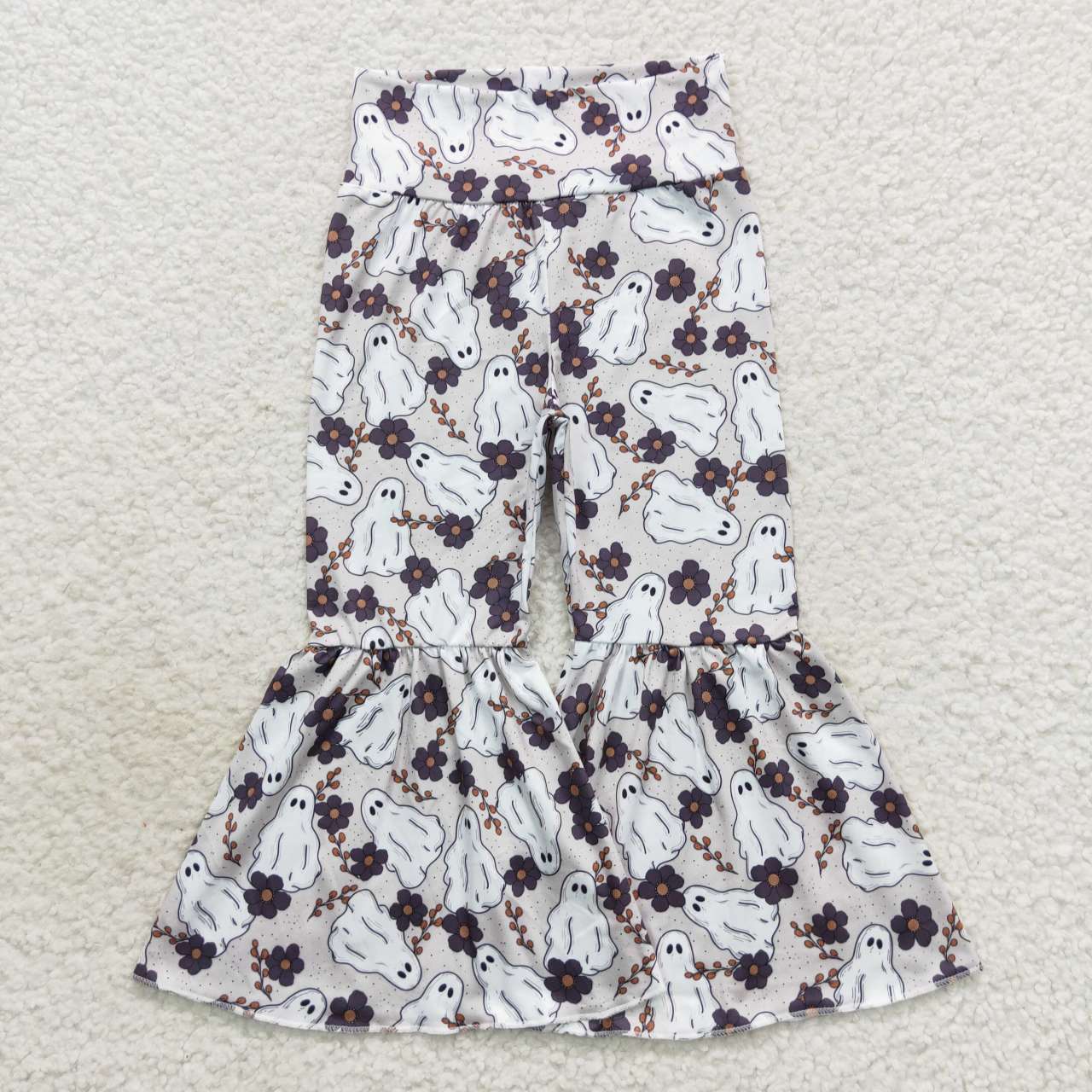 P0257 Ghost Flowers Baby Girls Halloween Bell Bottom Pants