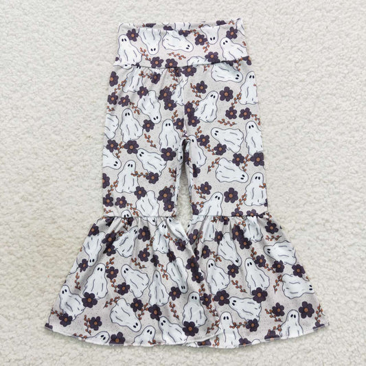 P0257 Ghost Flowers Baby Girls Halloween Bell Bottom Pants