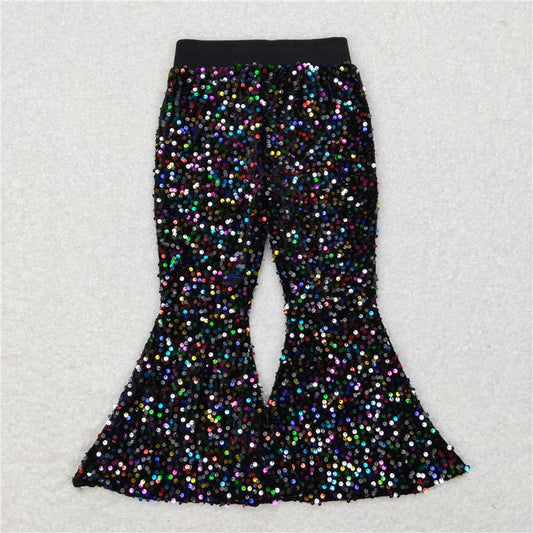 P0329 Black Baby Girls Sequins Bell Pants