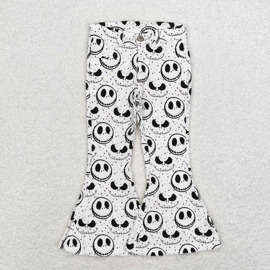 P0488 Nightmar* Smiling White Denim Bell Bottoms Jeans Girls Halloween Pants