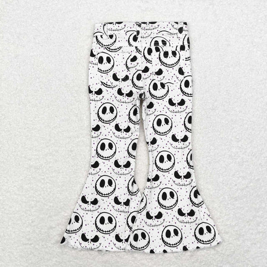 P0488 Nightmar* Smiling White Denim Bell Bottoms Jeans Girls Halloween Pants