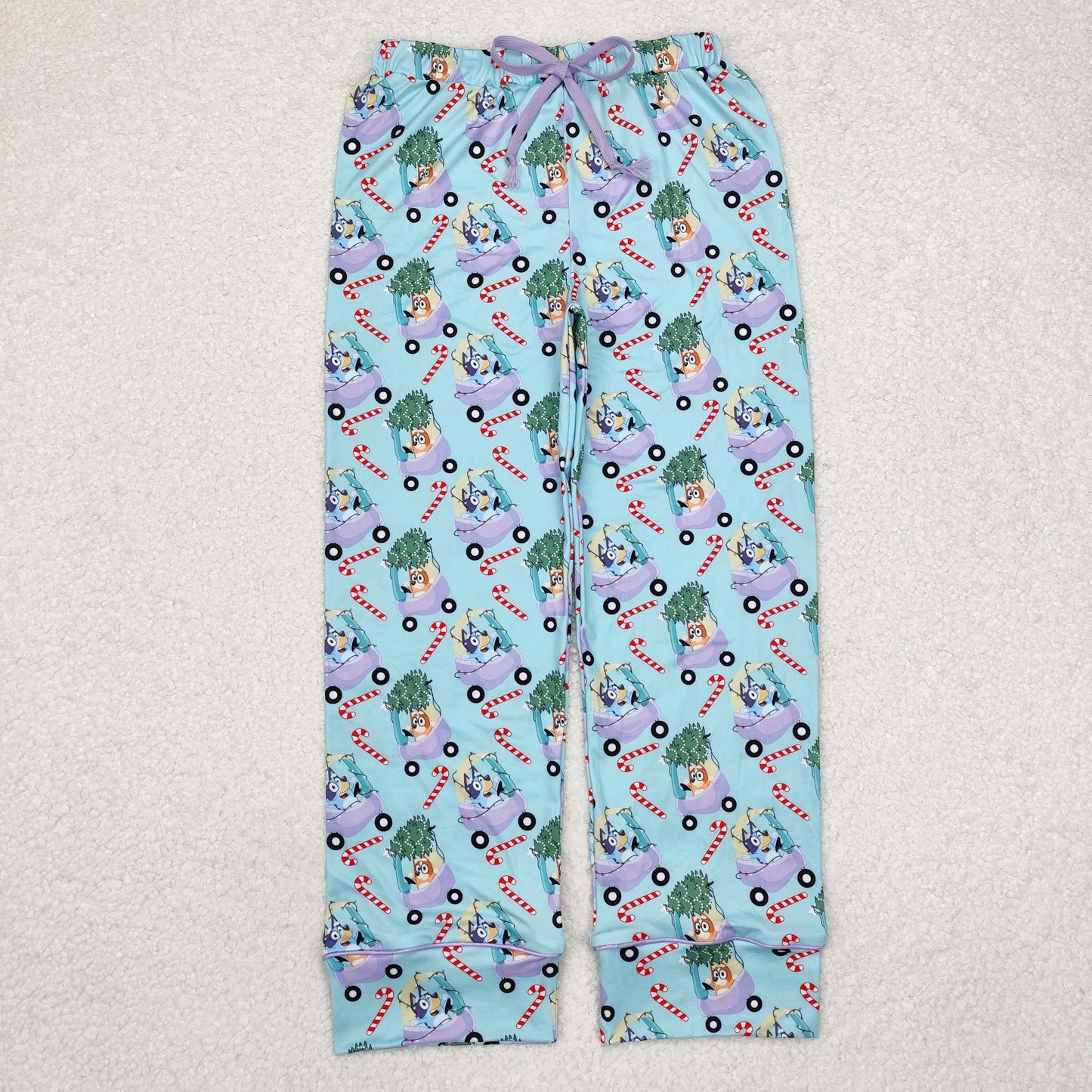 P0565 Adult Cartoon Dog Candy Cane Print Woman Christmas Bottom Pajamas Pants