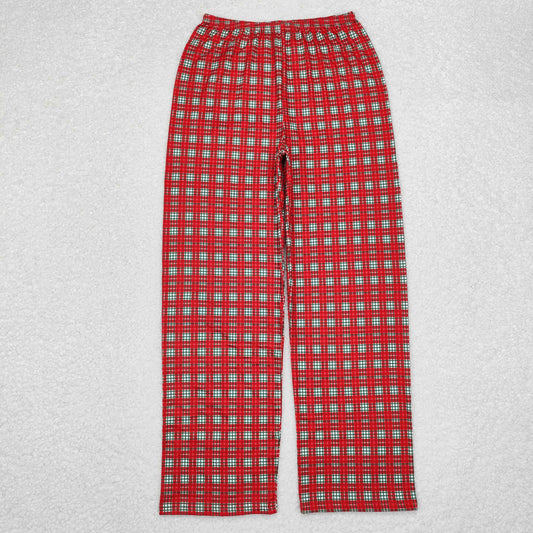 P0569 Adult Cartoon Mouse Cookies Pocket Checkered Print Woman Christmas Bottom Pajamas Pants