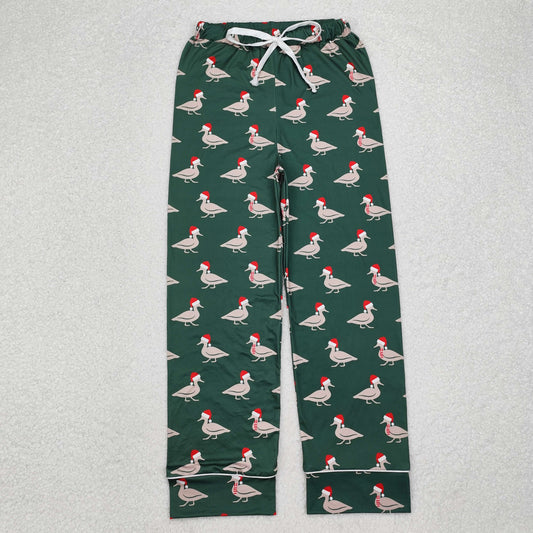 P0636 Adult Duck Green Print Man Christmas Bottom Pajamas Pants