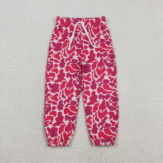 P0696 Hot Pink Camo Print Pockets Girls Bottom Joggers