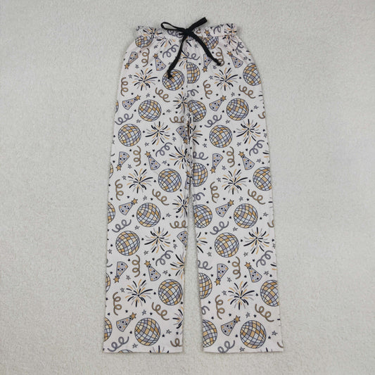 Mama and Me Fireworks Stars Button Ruffle Pants Happy New Year Pajamas Sets Pants With Belt
