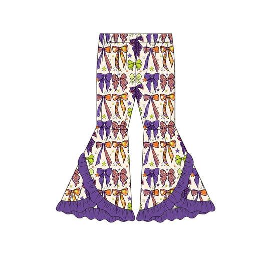 5.13 P1047 Baby Girls Halloween Purple Bow Bell Bottom Pants Preorder
