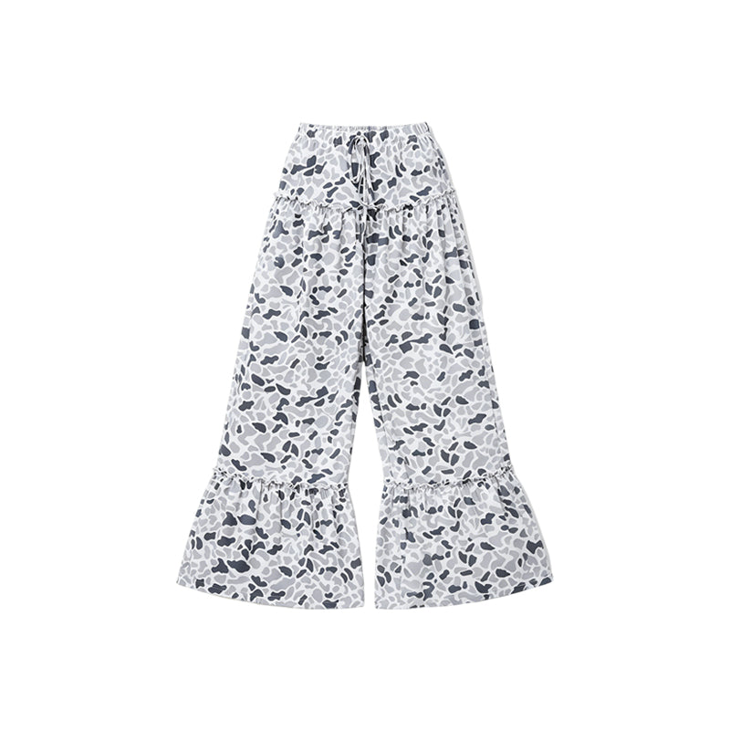 7.6 Preorder Kids Girls Grey Camo Loose Active Pants
