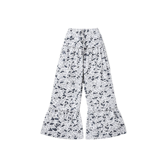 7.6 Preorder Kids Girls Grey Camo Loose Active Pants