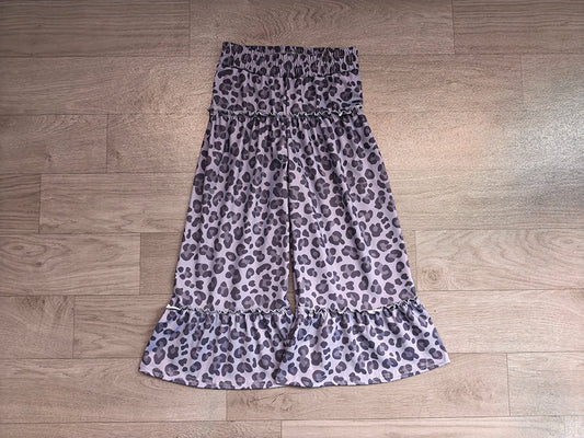 7.6 Preorder Kids Girls Black Leoprad Loose Active Pants