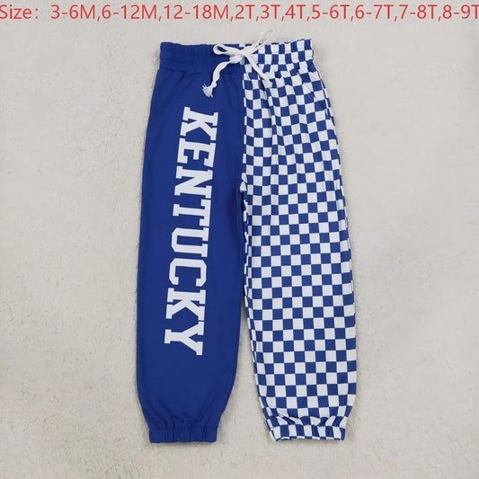 P1059 Teams Kentucky Vinyl & Checkered Print Kids Joggers Split Pants
