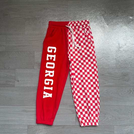 7.6 Preorder Kids Girls Georgia Sport Team Checked Jogger Pants