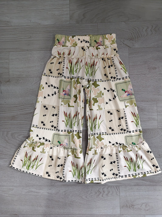 7.6 Preorder KIds Girls Vintage Duck Reed Patchwork Print Wide Leg Pants