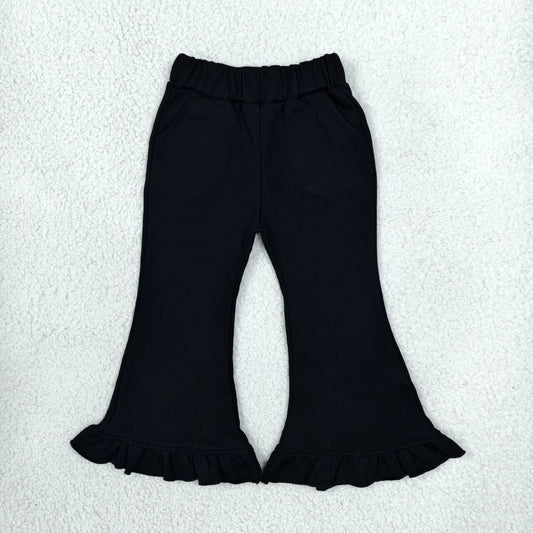 P1072 Black Cotton Girls Bell Bottom Pants