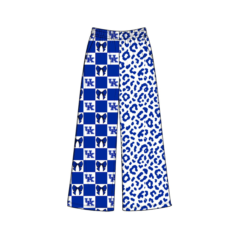 8.3 P1114 Preorder Adult Teams Kentucky Bows Checkered Leopard Print Woman Bottom Pockets Straight Pants