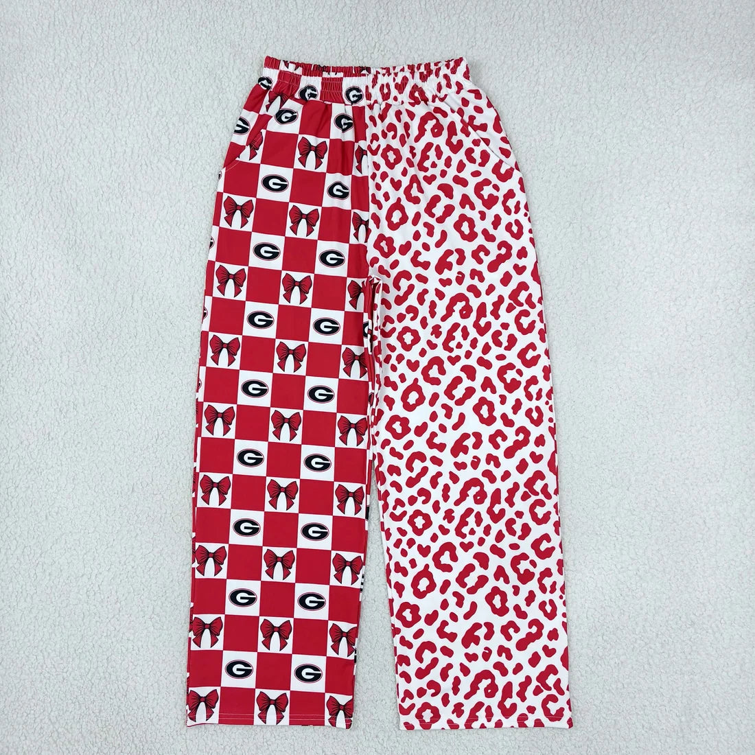 Mommy and Me Sport Team Logo Leopard Pocket Wide Leg Pants