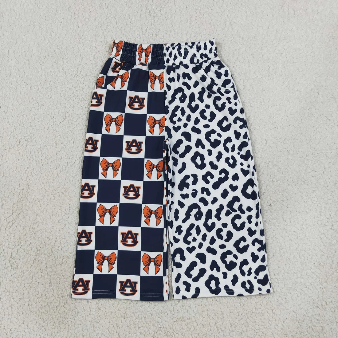 Mommy and Me Sport Team Logo Leopard Pocket Wide Leg Pants