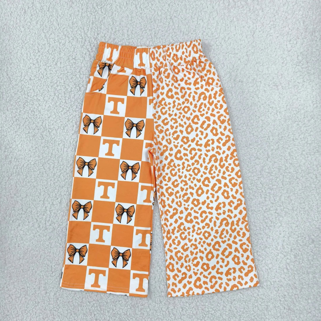 Mommy and Me Sport Team Logo Leopard Pocket Wide Leg Pants