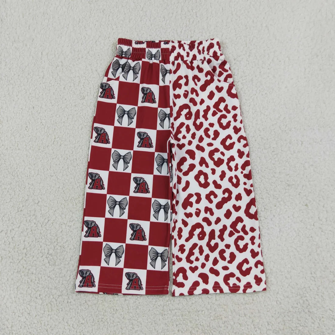 Mommy and Me Sport Team Logo Leopard Pocket Wide Leg Pants