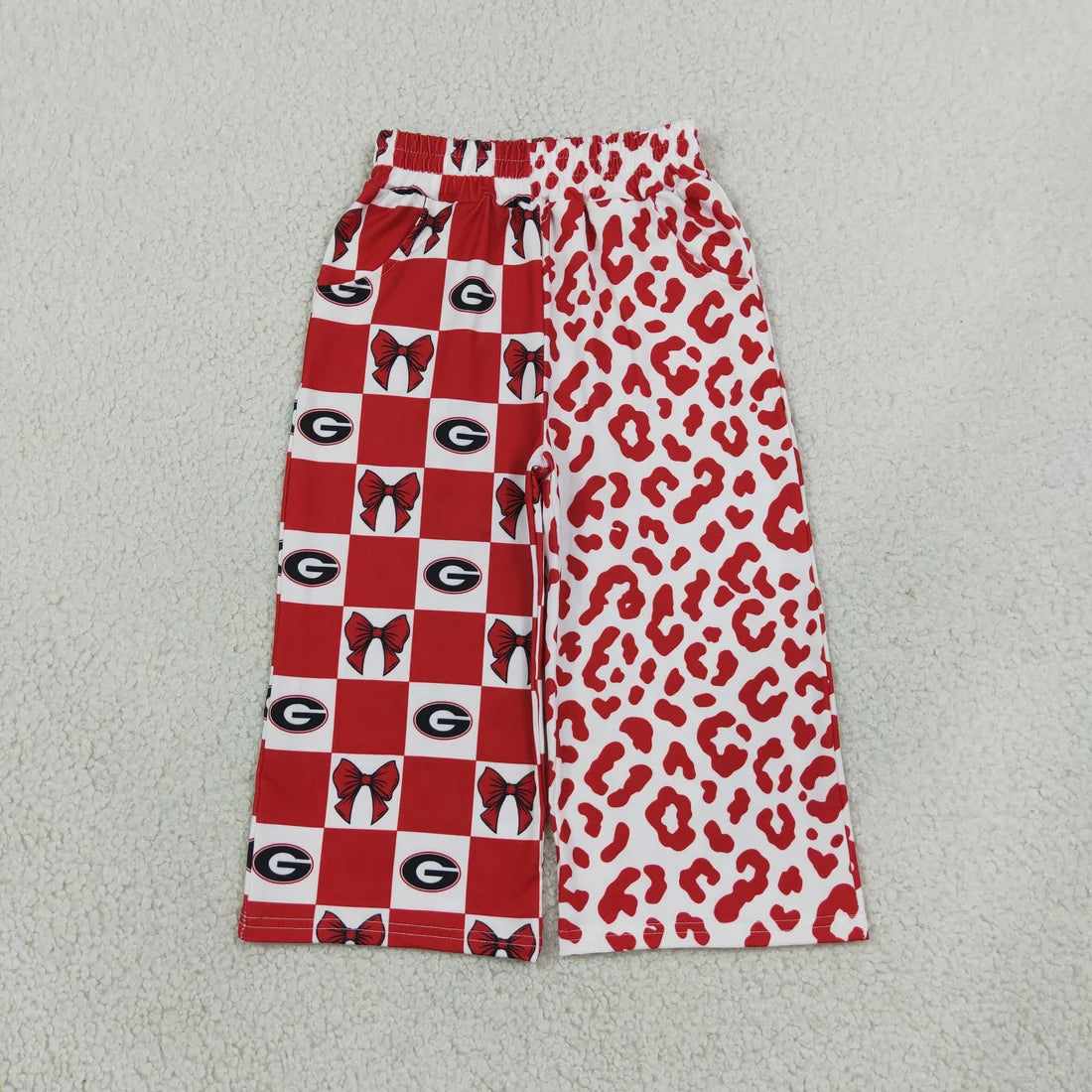 Mommy and Me Sport Team Logo Leopard Pocket Wide Leg Pants