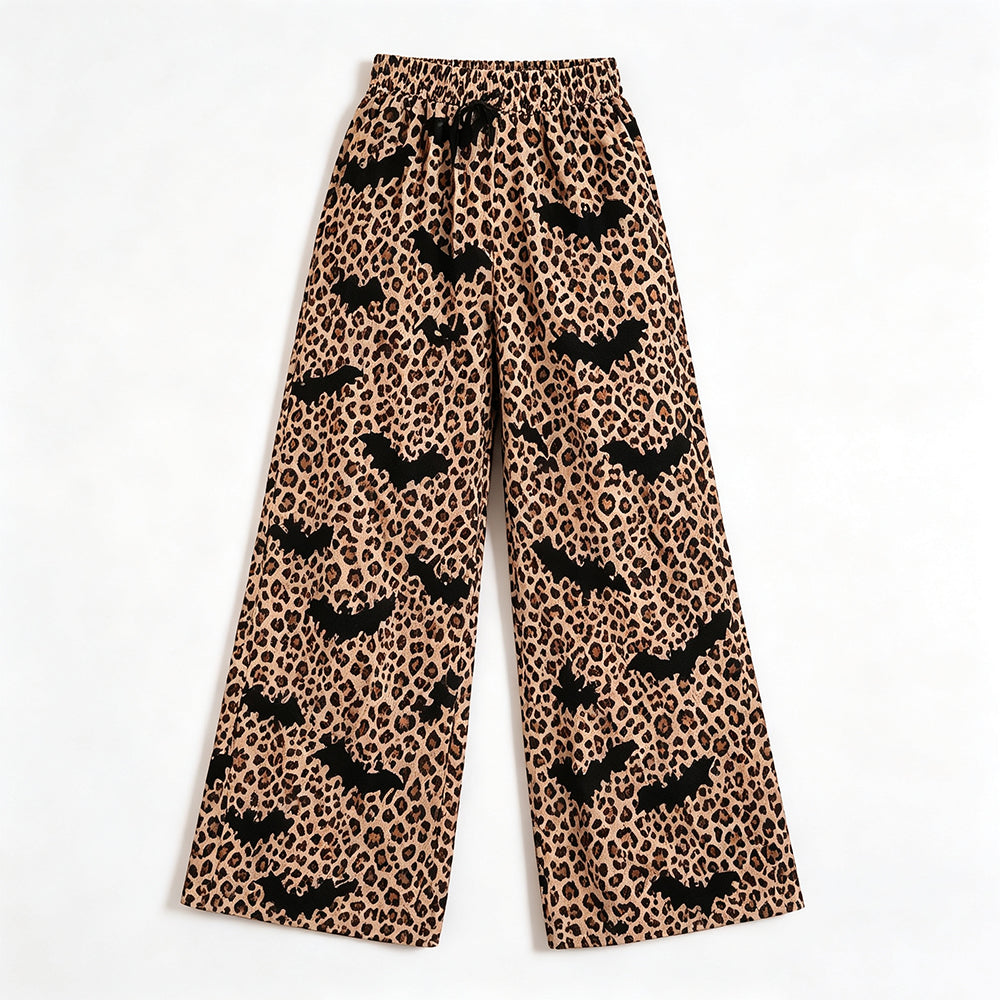 8.3  Preorder Adult Halloween Leopard Bat Wide Pants