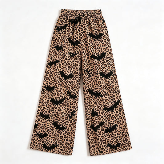 8.3  Preorder Adult Halloween Leopard Bat Wide Pants
