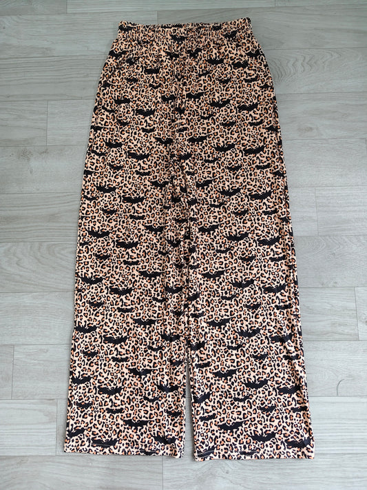 8.3  Preorder Adult Halloween Leopard Bat Wide Pants