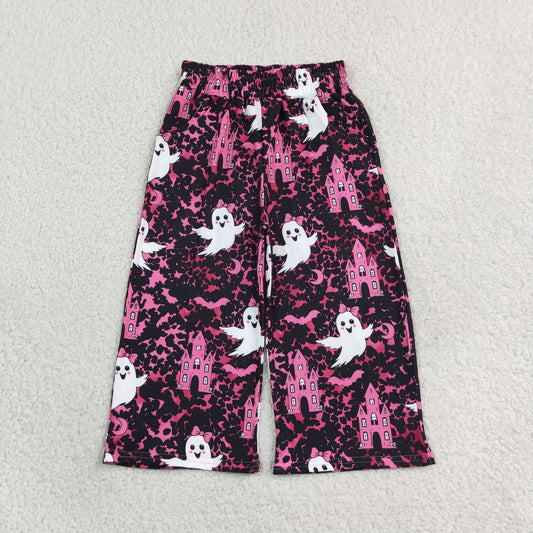 Sibling Baby Girls Halloween Ghost Bow Wide Leg Pants