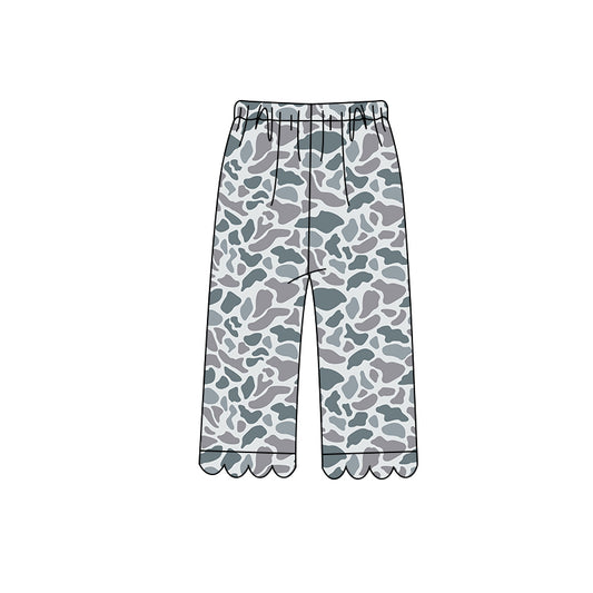 8.10 Preorder Kids Girls Grey Camo  Scalloped Pants